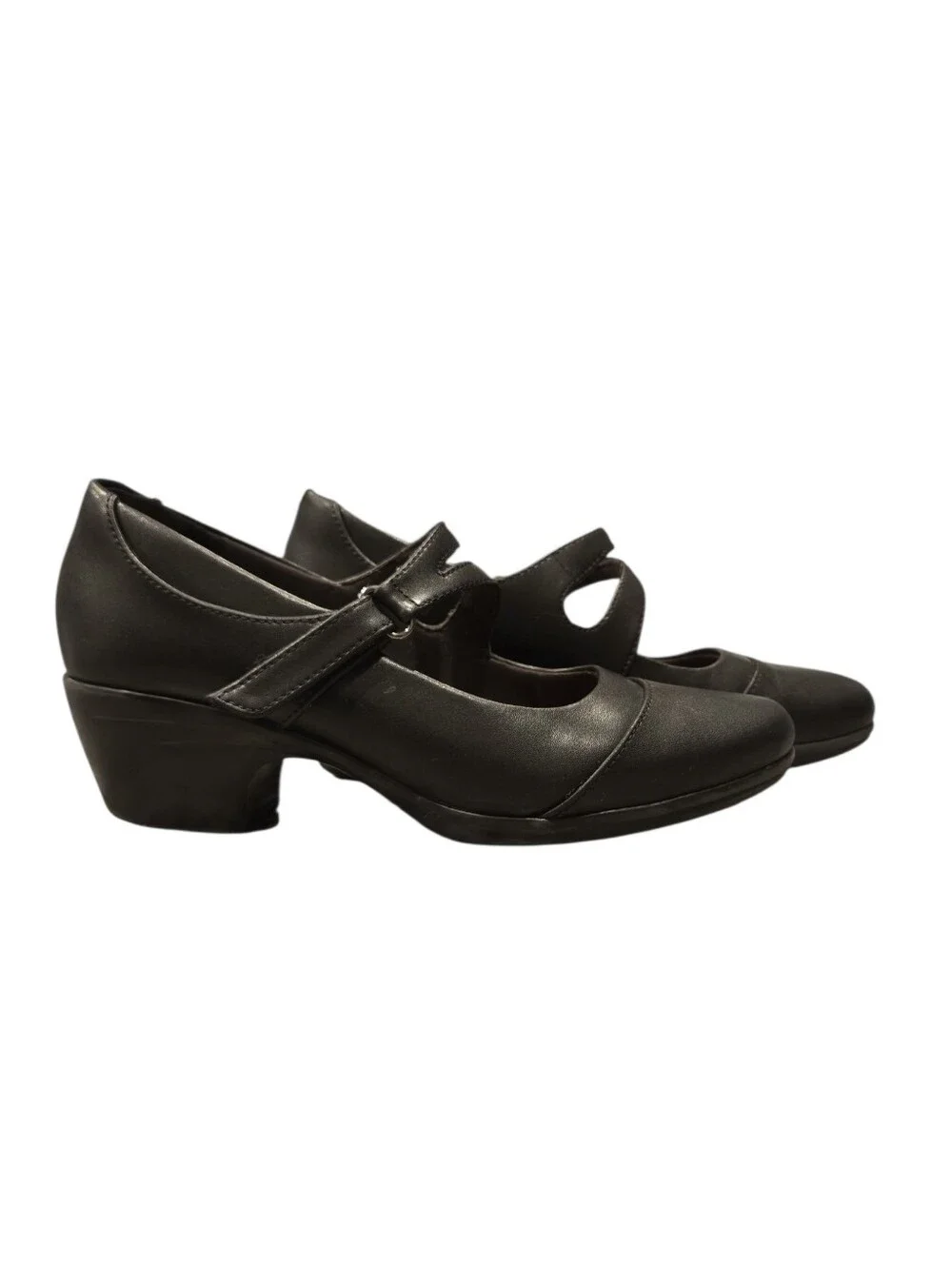 CLARKS EMILY CLOVER MARY JANE BLOCK  HEEL PUMPS. SIZE 8 .5. BLACK.